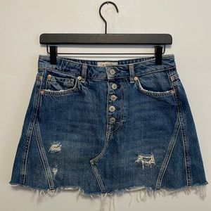 We the Free Distressed Denim Mini Skirt SIZE 27
